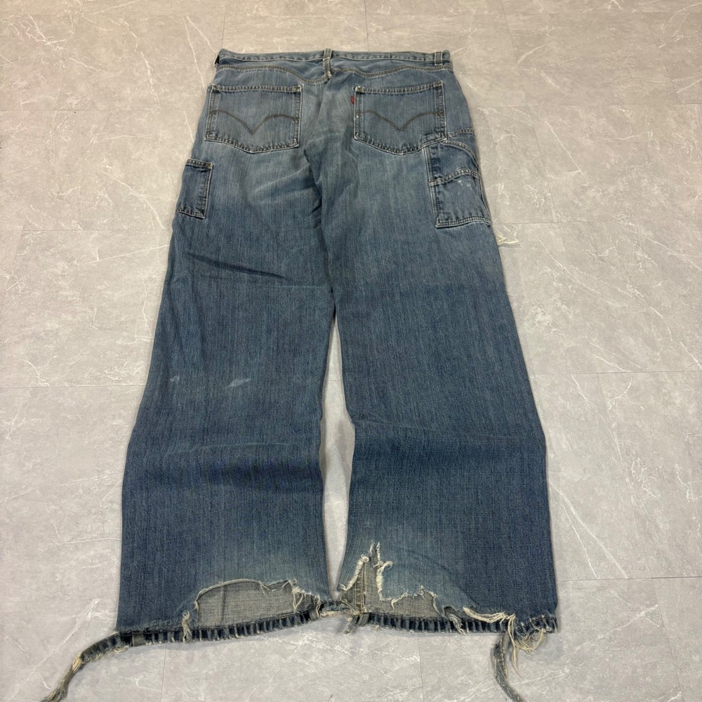 Levis Loose Straight Carpenter Jeans Mens 36x34 Distressed Light Wash Denim 4125